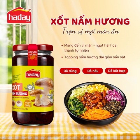Xốt nấm hương trộn cơm, mì HADAY (Hải Thiên) 300g VTF-XNH300 - Nội địa Trung, Ăn chay được, Trộn cơm, Nấu được nhiều món