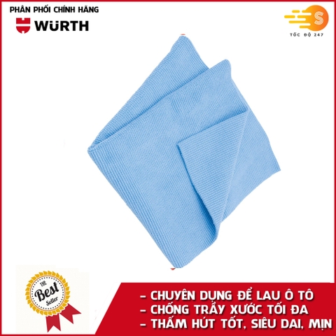 Khăn lau ô tô chuyên dụng chống trầy xước Microfiber Wurth 40x40cm - nhiều màu