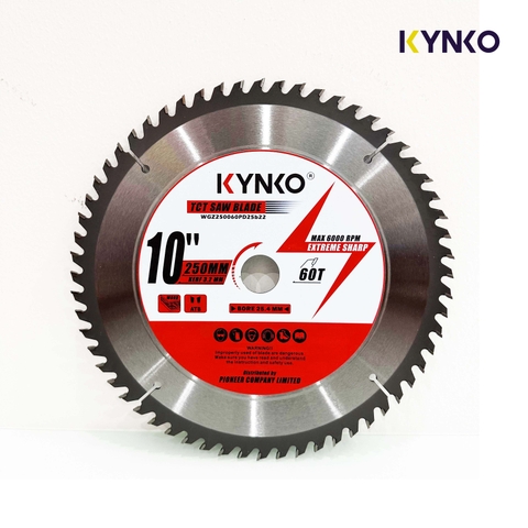 LƯỠI CƯA GỖ TCT 60 RĂNG Ø 250mm KYNKO WGZ250060PD25b22