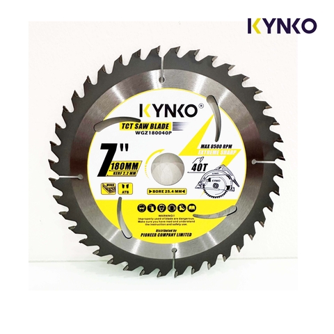 LƯỠI CƯA GỖ TCT 40 RĂNG Ø 180MM KYNKO WGZ180040P