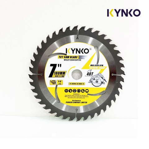 LƯỠI CƯA GỖ TCT 40 RĂNG Ø 180mm KYNKO WGZ180040P20