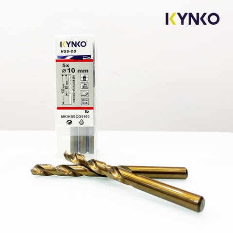 Mũi khoan Inox HSS-CO5 Kynko 5% Cobalt Ø 10mm MKI-HSS-CO5-100 Coban (VỈ 5 CHIẾC)