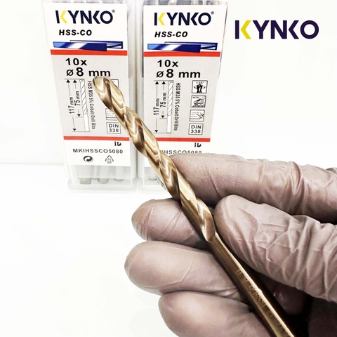 Mũi khoan Inox HSS-CO5 Kynko 5% Cobalt Ø 8mm MKI-HSS-CO5-080 Coban (VỈ 10 CHIẾC)