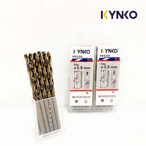 Mũi khoan Inox HSS-CO5 Kynko 5% Cobalt Ø 3,5mm MKI-HSS-CO5-035 Coban (VỈ 10 CHIẾC)