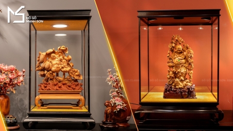 Top tượng gỗ may mắn, phong thủy trong không gian phòng khách