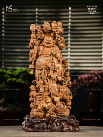 TƯỢNG DI LẶC ĐỨNG BAO TIỀN - GỖ HOÀNG ĐÀN