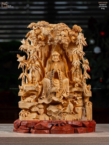 TƯỢNG ĐẠT MA NGỒI THIỀN - GỖ HOÀNG ĐÀN