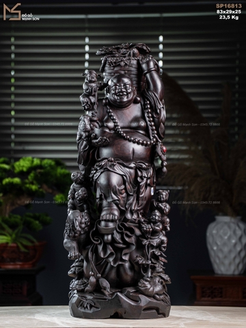 TƯỢNG DI LẶC NGŨ PHÚC - GỖ TỬ ĐÀN