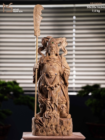 TƯỢNG QUAN CÔNG CHỐNG ĐAO - GỖ HOÀNG ĐÀN