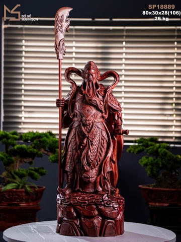 TƯỢNG QUAN CÔNG CHỐNG ĐAO - GỖ TỬ ĐÀN