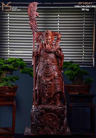 TƯỢNG QUAN CÔNG CHỐNG ĐAO - GỖ TỬ ĐÀN