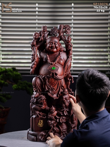 TƯỢNG GỖ DI LẶC ĐỨNG NGŨ PHÚC - GỖ TỬ ĐÀN