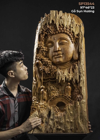 TƯỢNG NHẤT TÂM BÁI PHẬT - GỖ SỤN HƯƠNG