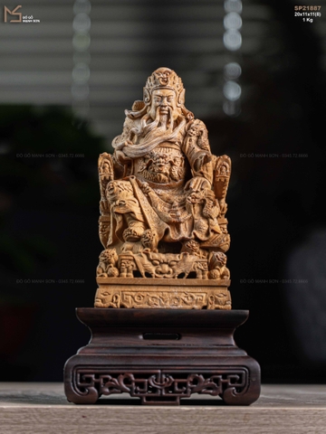 TƯỢNG QUAN CÔNG NGỒI NGAI - GỖ HOÀNG ĐÀN