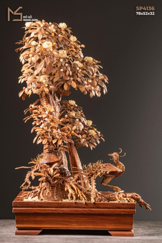 TƯỢNG CÂY HOA HỒNG CỔ THỤ - GỖ SƯA ĐỎ