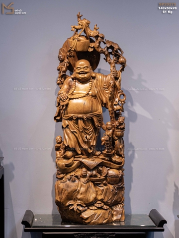 TƯỢNG DI LẶC NGŨ PHÚC - GỖ BÁCH XANH MỘC CHÂU