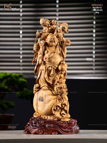 TƯỢNG DI LẶC ĐỨNG BAO TIỀN - GỖ HOÀNG ĐÀN