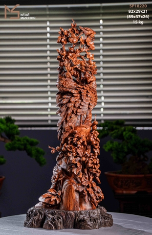 TƯỢNG SONG PHỤNG UYÊN ƯƠNG - GỖ SƯA