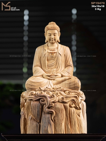 TƯỢNG PHẬT A DI ĐÀ NGỒI THIỀN - GỖ HOÀNG ĐÀN