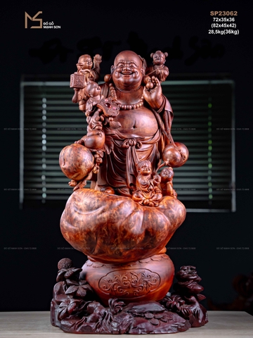 TƯỢNG DI LẶC ĐỨNG BAO TIỀN - GỖ NU TỬ ĐÀN