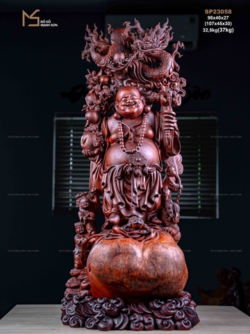 TƯỢNG DI LẶC ĐỨNG BAO TIỀN - GỖ NU TỬ ĐÀN