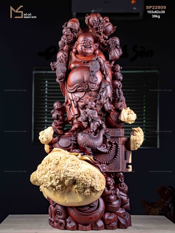 TƯỢNG DI LẶC ĐỨNG BAO TIỀN - GỖ NU TỬ ĐÀN