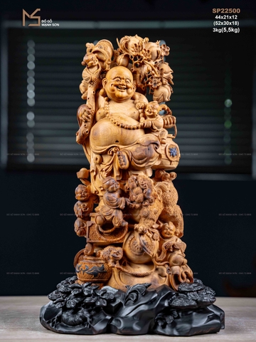 TƯỢNG DI LẶC NGŨ PHÚC - GỖ HOÀNG ĐÀN