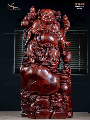 TƯỢNG DI LẶC ĐỨNG BAO TIỀN - GỖ NU TỬ ĐÀN