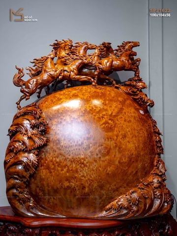 TƯỢNG BÁT MÃ TRUY PHONG - GỖ NU NGỌC AM