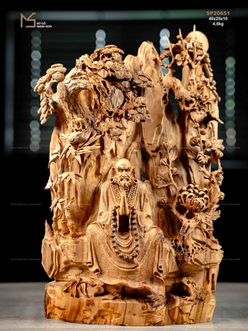 TƯỢNG ĐẠT MA NGỒI THIỀN - GỖ HOÀNG ĐÀN