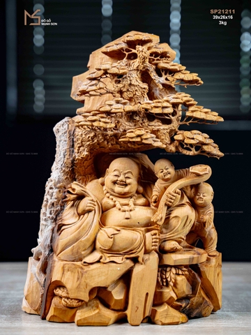 TƯỢNG DI LẶC NGỒI GỐC TÙNG - GỖ HOÀNG ĐÀN