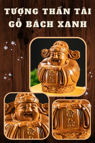 TƯỢNG THẦN TÀI CHIPI - GỖ BÁCH XANH MỘC CHÂU