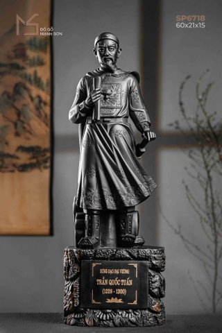 TƯỢNG TRẦN QUỐC TUẤN GỖ MUN SỪNG