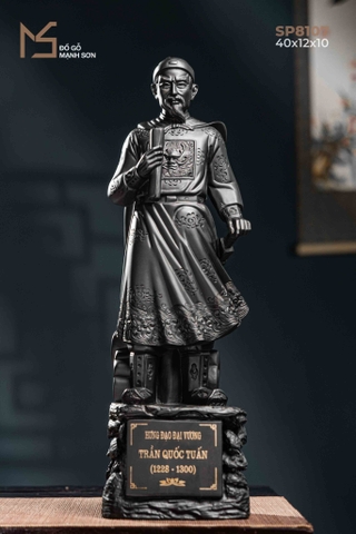 TƯỢNG TRẦN QUỐC TUẤN GỖ MUN SỪNG