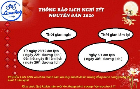 LỊCH NGHỈ TẾT XE ĐIỆN LAN ANH