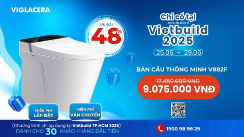 Ưu đãi 48% Bàn cầu thông minh V882F – Duy nhất tại Vietbuild 2025