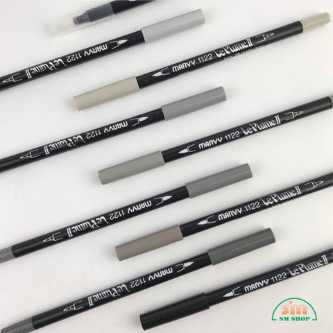 Bút lông hai đầu Marvy Uchida 1122 tone xám ghi