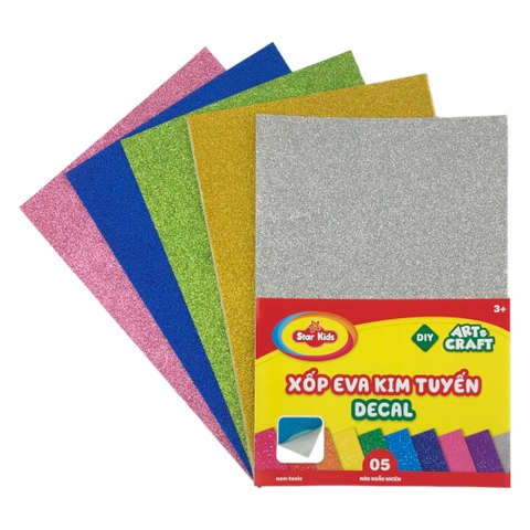 Xốp Eva kim tuyến decal Star Kids K-902 15x22cm 5 màu ngẫu nhiên