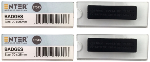 Phôi thẻ tên mica / bảng tên mica Enter BT042 / BT043 gắn nam châm N010 (10,50)