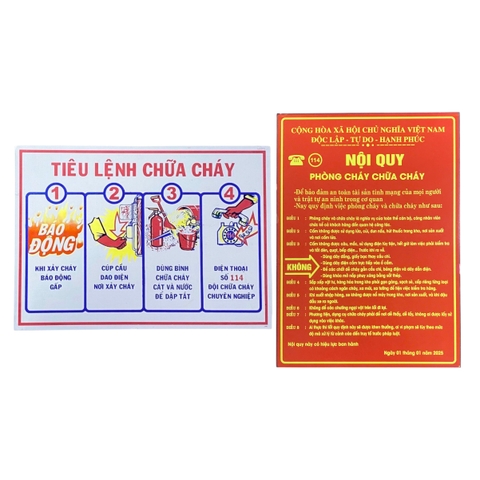 Bảng nội quy và tiêu lệnh PCCC tôn 33x46cm