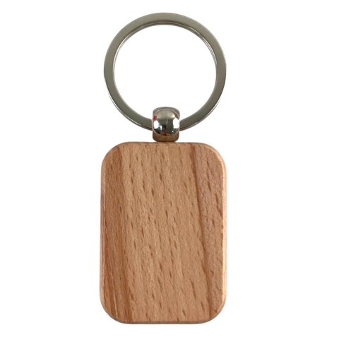 Móc khóa MK055, Móc khoá gỗ chữ nhật, Phôi móc khoá