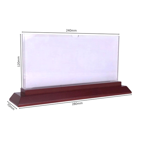 Bảng chức danh đế gỗ DG12 chân 2 cấp 280x70mm, thân trên 240x120mm