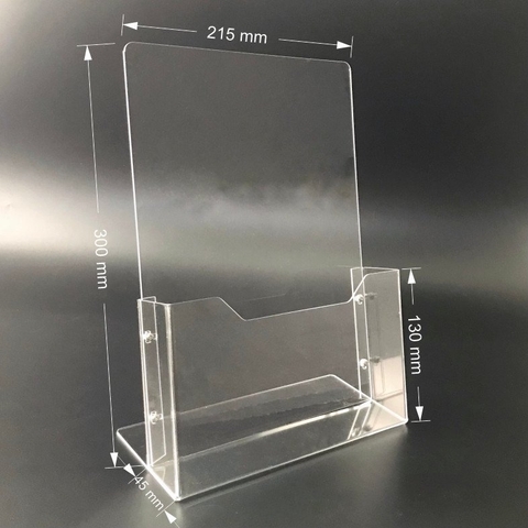 Kệ mica nhiều giấy 1 ngăn Enter C01-3 210x300mm A4 đứng 3mm, Khay đựng giấy, Hộc đựng tờ rơi