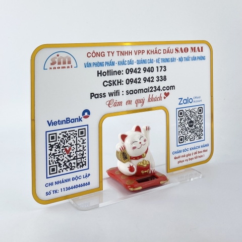 Bảng quét mã QR 30x20cm mèo thần tài