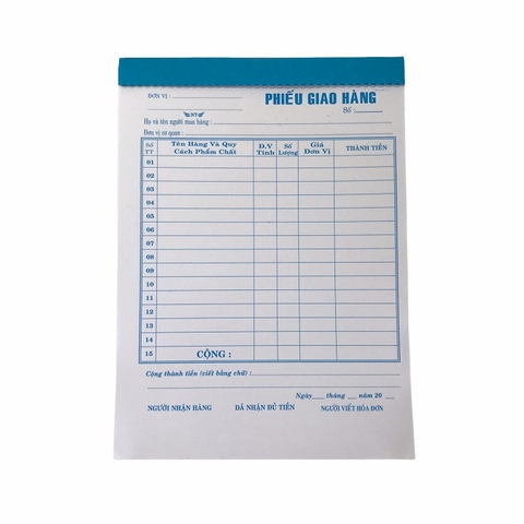 Phiếu giao hàng NY 16x20cm 1 liên 95 tờ A5 (10/50)