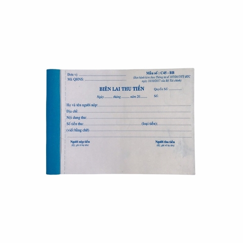 Biên lai thu tiền NY 10x14cm 2 liên 30 bộ (20/100)