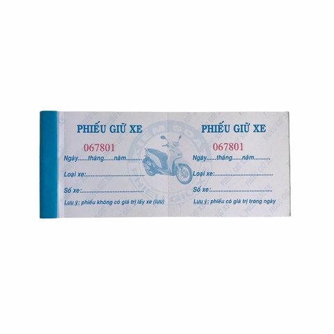 Phiếu giữ xe NY có số (20/100)