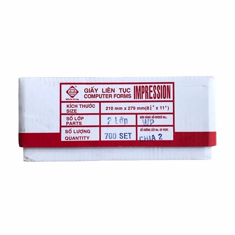 Giấy in liên tục LS K210x279mm 2 liên chia 2 A4