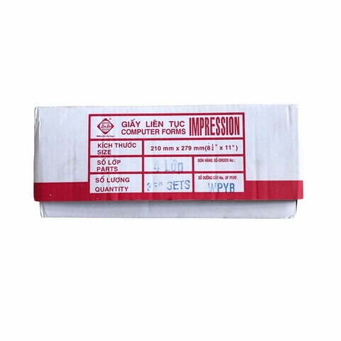 Giấy in liên tục LS K210x279mm 4 liên không chia A4