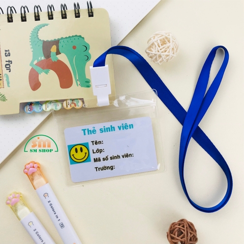 Combo bao đựng thẻ dẻo trong mỏng ngang + dây đeo